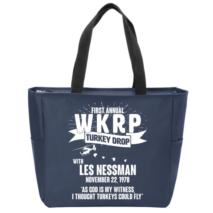 First Annual WKRP Turkey Drop With Les Nessman Zip Tote Bag