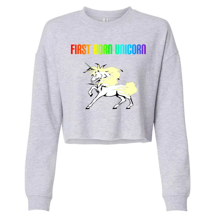 First Born Unicorn Cropped Pullover Crew