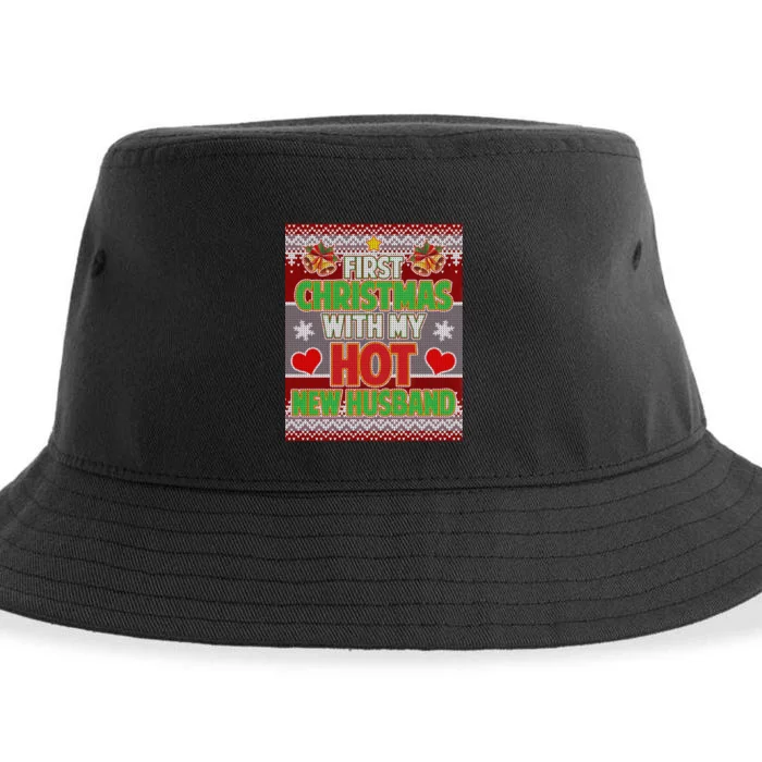 First Christmas With Hot Husband Ugly Sweater Sustainable Bucket Hat