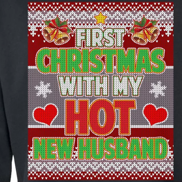 First Christmas With Hot Husband Ugly Sweater Cropped Pullover Crew