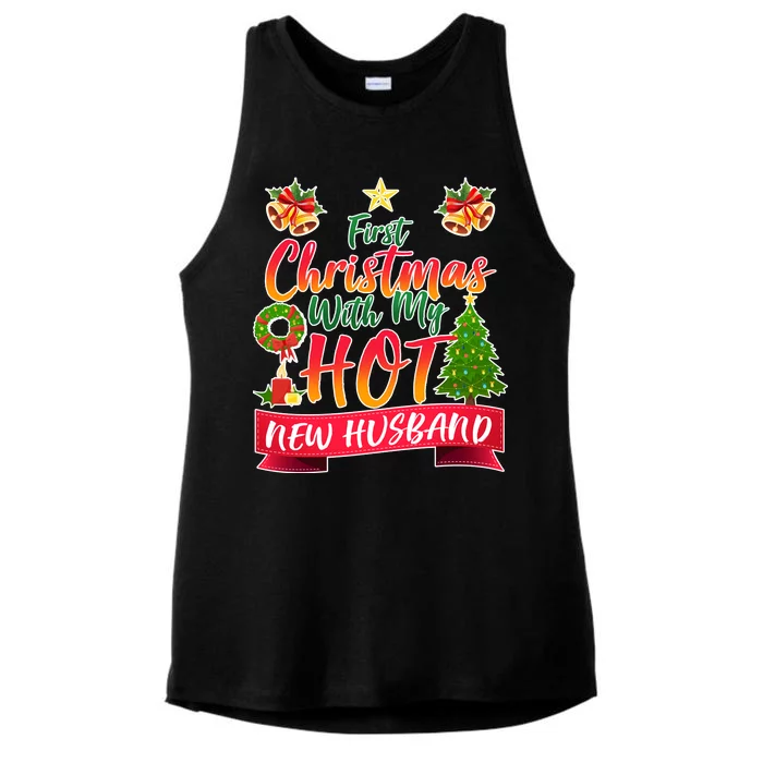 First Christmas With Hot New Husband Ladies Tri-Blend Wicking Tank