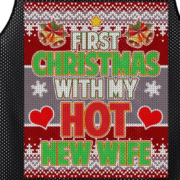 First Christmas With Hot Wife Ugly Sweater Mesh Reversible Basketball Jersey Tank