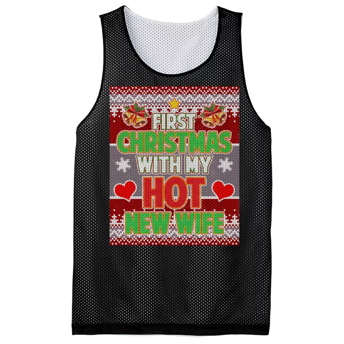 First Christmas With Hot Wife Ugly Sweater Mesh Reversible Basketball Jersey Tank