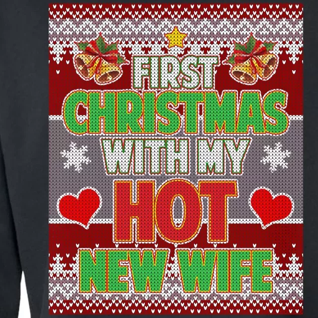 First Christmas With Hot Wife Ugly Sweater Cropped Pullover Crew