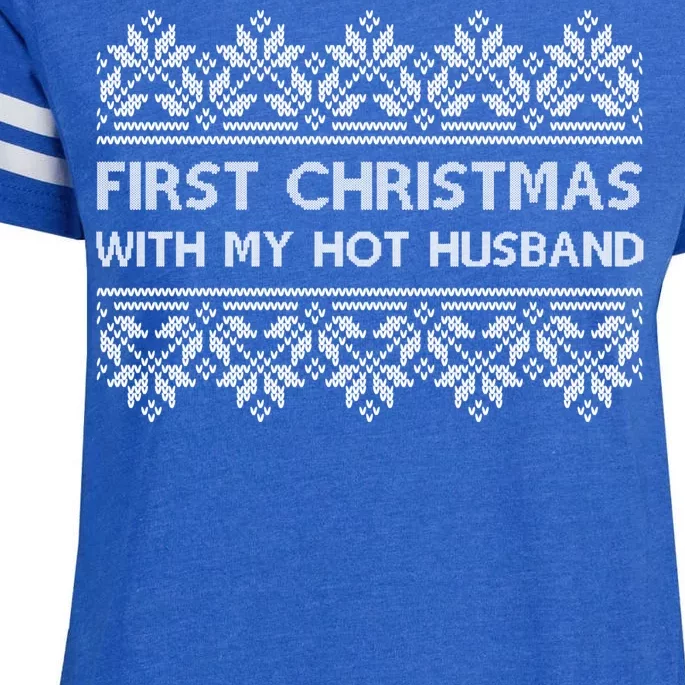 First Christmas With My Hot Husband Enza Ladies Jersey Football T-Shirt