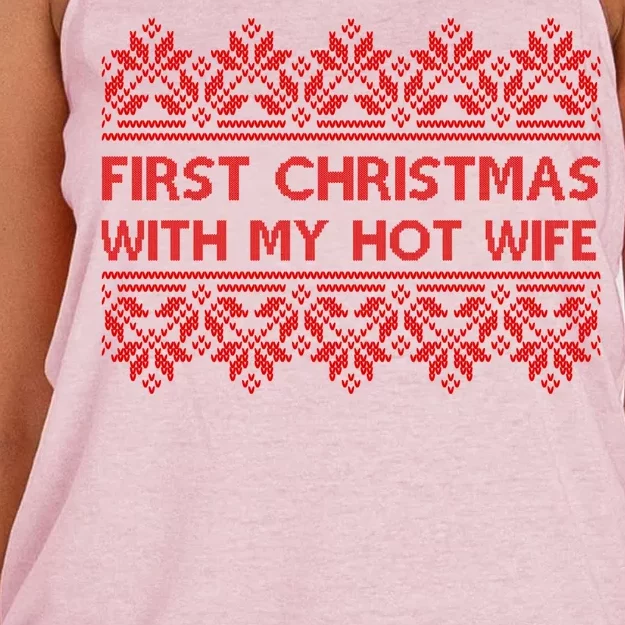 First Christmas With My Hot Wife Women's Knotted Racerback Tank