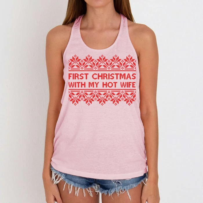 First Christmas With My Hot Wife Women's Knotted Racerback Tank