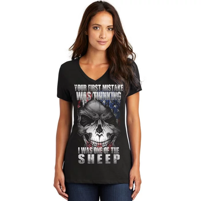 First Mistake Was Thinking I Was One Of the Sheep Women's V-Neck T-Shirt