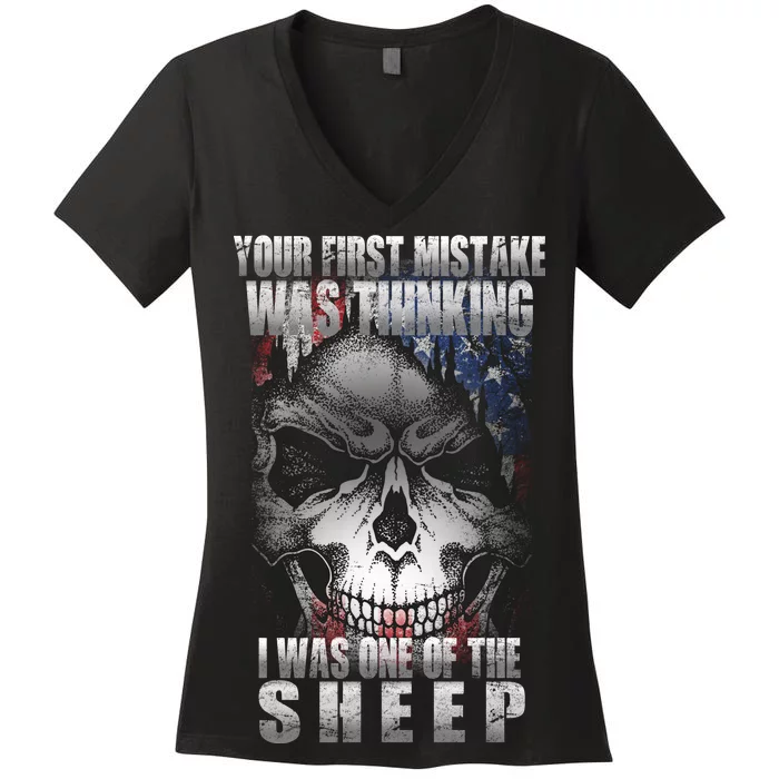 First Mistake Was Thinking I Was One Of the Sheep Women's V-Neck T-Shirt