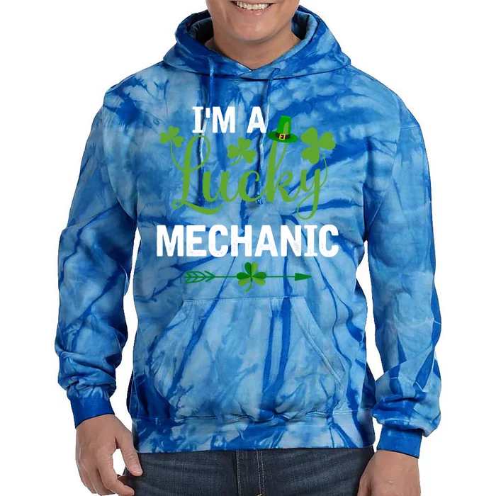 Funny Irish St Patricks Day Costume I'm A Lucky Mechanic Gift Tie Dye Hoodie