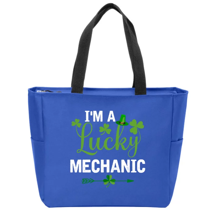 Funny Irish St Patricks Day Costume I'm A Lucky Mechanic Gift Zip Tote Bag