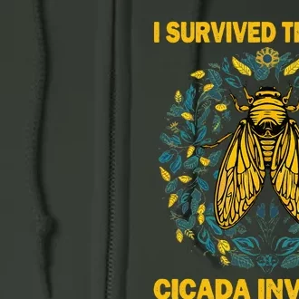 Funny I Survived The Cicada Invasion Spring Cicada Bug Full Zip Hoodie