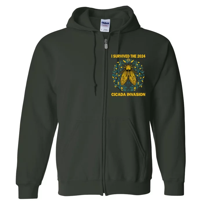 Funny I Survived The Cicada Invasion Spring Cicada Bug Full Zip Hoodie