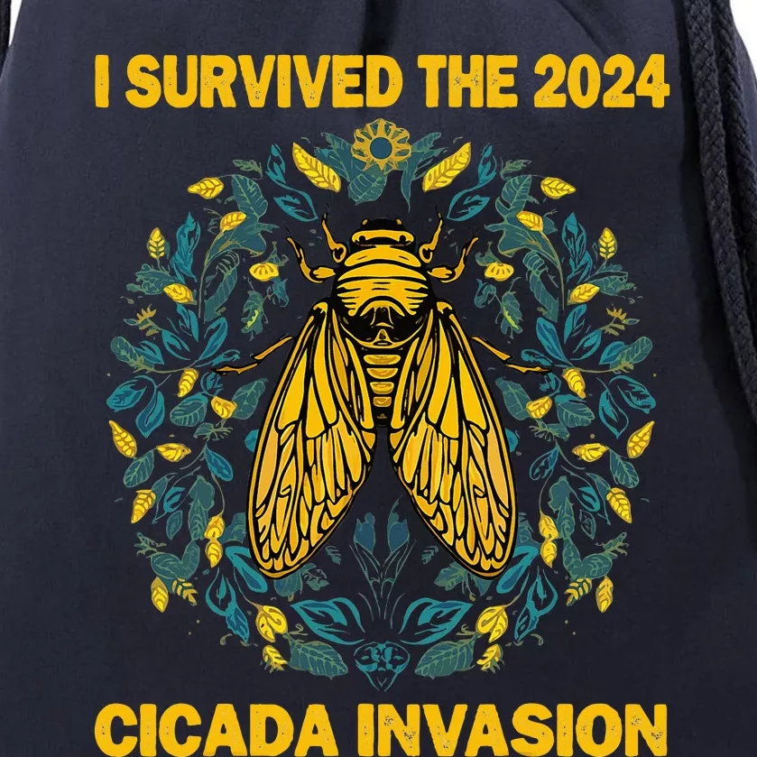 Funny I Survived The Cicada Invasion Spring Cicada Bug Drawstring Bag