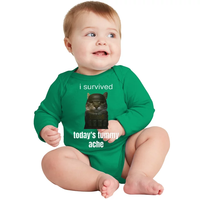 Funny I Survived TodayS Tummy Ache Baby Long Sleeve Bodysuit