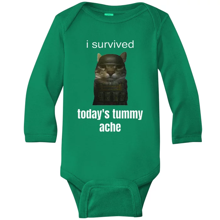 Funny I Survived TodayS Tummy Ache Baby Long Sleeve Bodysuit