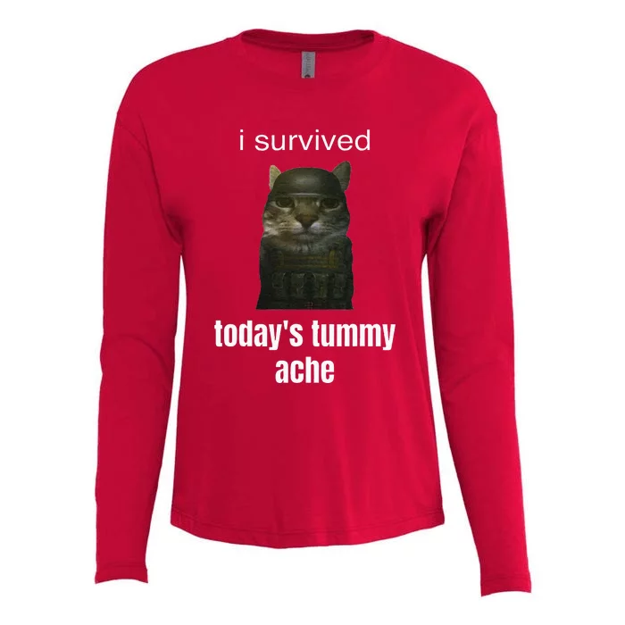 Funny I Survived TodayS Tummy Ache Womens Cotton Relaxed Long Sleeve T-Shirt