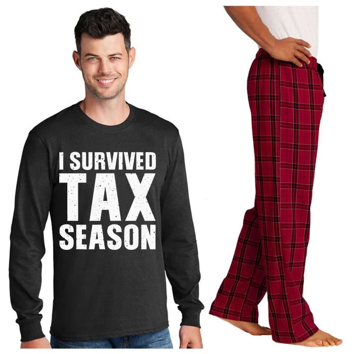 Funny I Survived Tax Season Accounting Accountant Long Sleeve Pajama Set