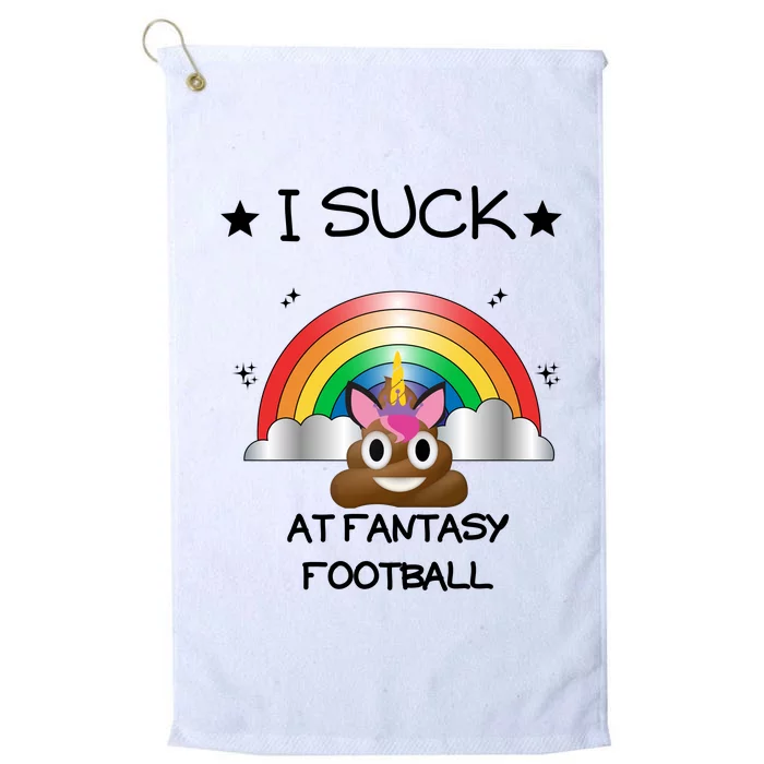 Funny I Suck At Fantasy Football Poop Unicorn Punishment Design Platinum Collection Golf Towel