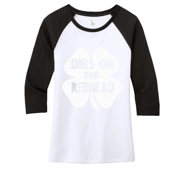 Funny Irish St Patricks Day Shamrock Dibs On The Redhead Women's Tri-Blend 3/4-Sleeve Raglan Shirt