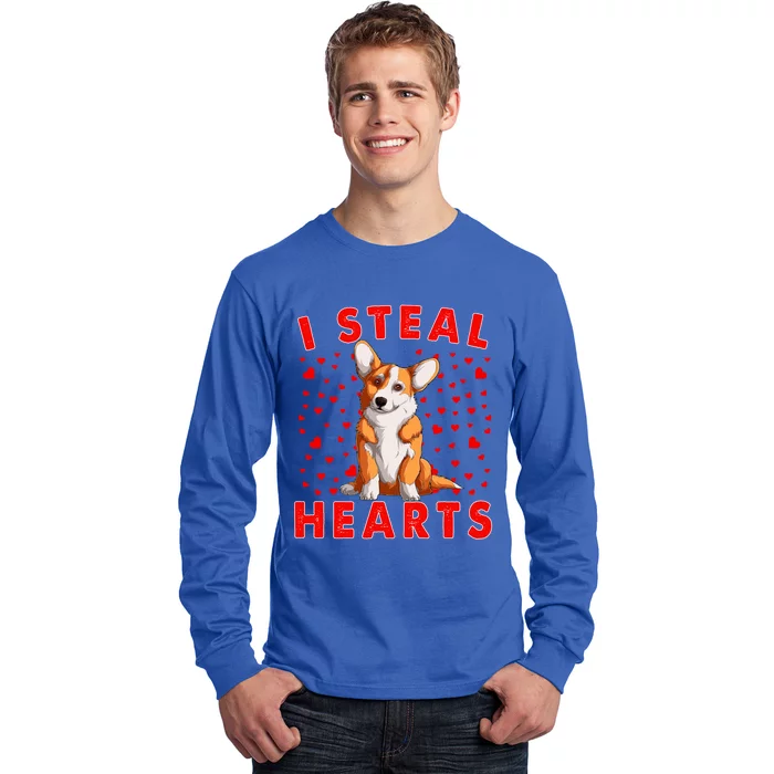 Funny I Steal Hearts Corgi Dog Owners Happy Valentine's Day Gift Long Sleeve Shirt