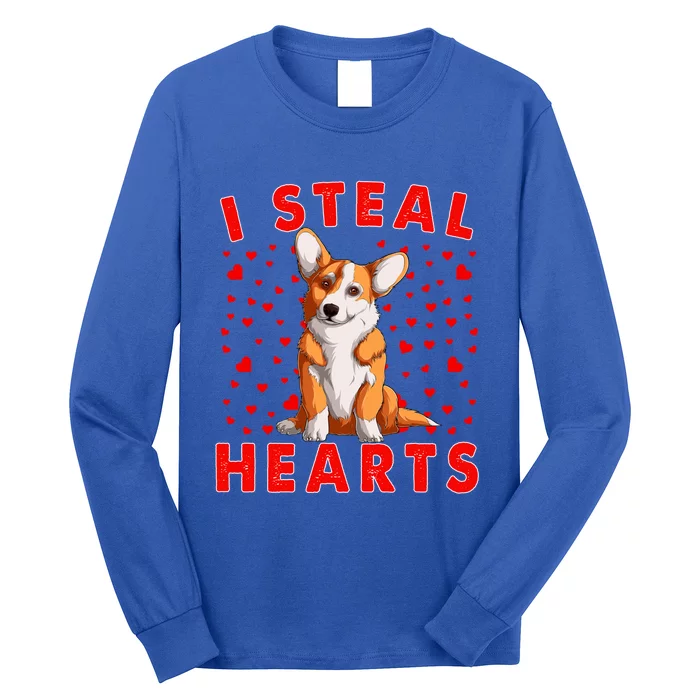 Funny I Steal Hearts Corgi Dog Owners Happy Valentine's Day Gift Long Sleeve Shirt