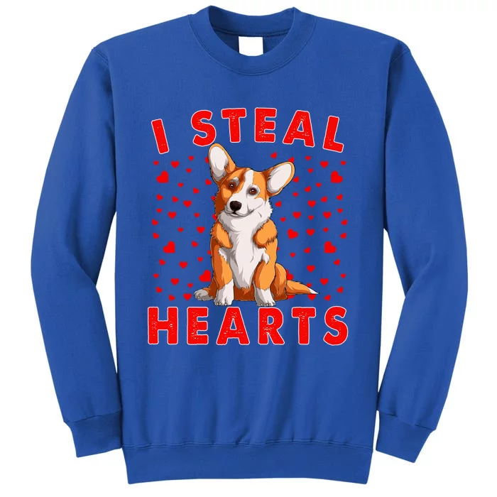 Funny I Steal Hearts Corgi Dog Owners Happy Valentine's Day Gift Tall Sweatshirt