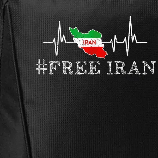 Free Iran Symbol Flag Heartbeat Freedom Love City Backpack