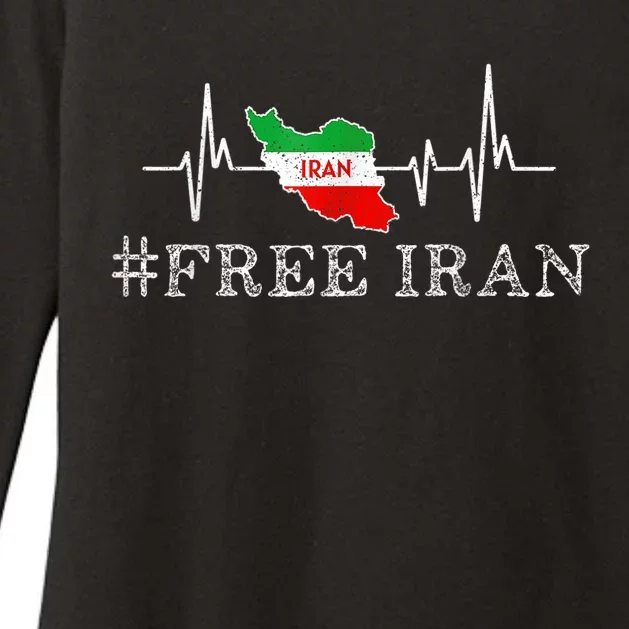 Free Iran Symbol Flag Heartbeat Freedom Love Womens CVC Long Sleeve Shirt