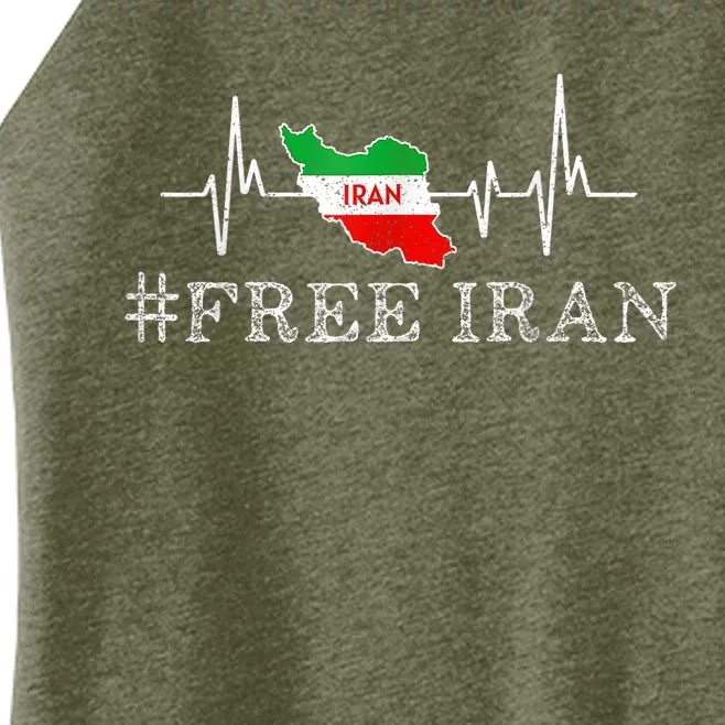 Free Iran Symbol Flag Heartbeat Freedom Love Women’s Perfect Tri Rocker Tank