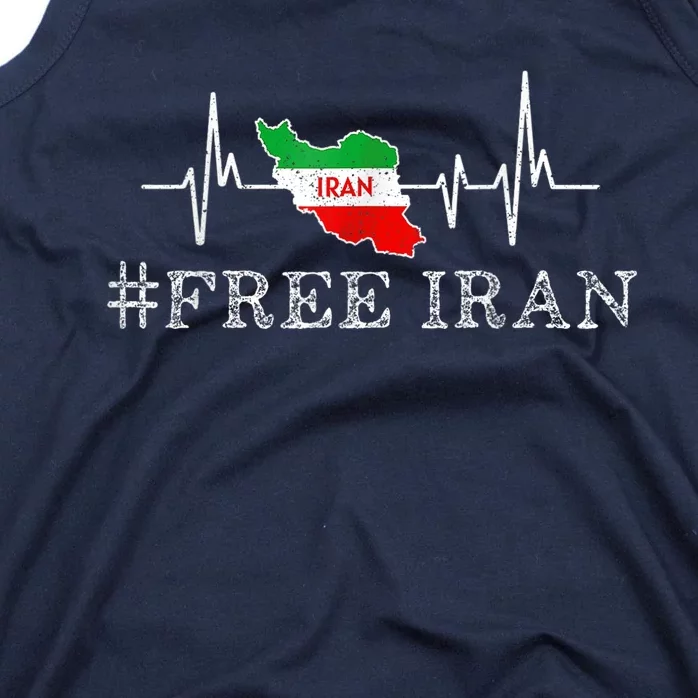 Free Iran Symbol Flag Heartbeat Freedom Love Tank Top