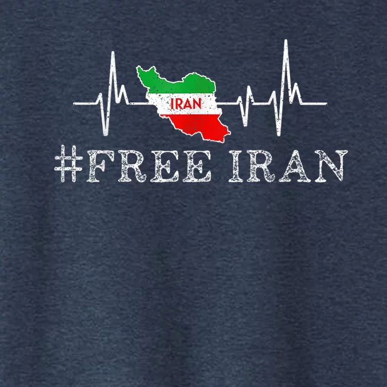 Free Iran Symbol Flag Heartbeat Freedom Love Women's Crop Top Tee