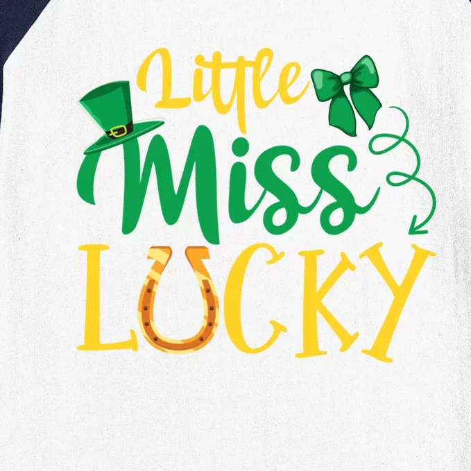 Funny Irish St Patricks Day Shenanigans Little Miss Lucky Funny Gift Baseball Sleeve Shirt