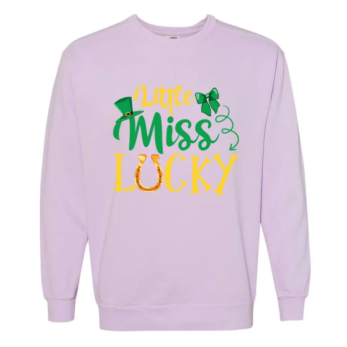 Funny Irish St Patricks Day Shenanigans Little Miss Lucky Funny Gift Garment-Dyed Sweatshirt