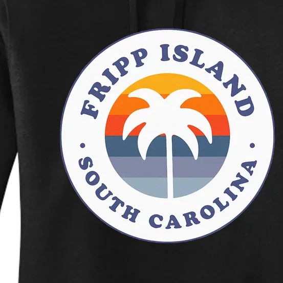 Fripp Island South Carolina Sc Retro Palm Tree Souvenir Women's Pullover Hoodie