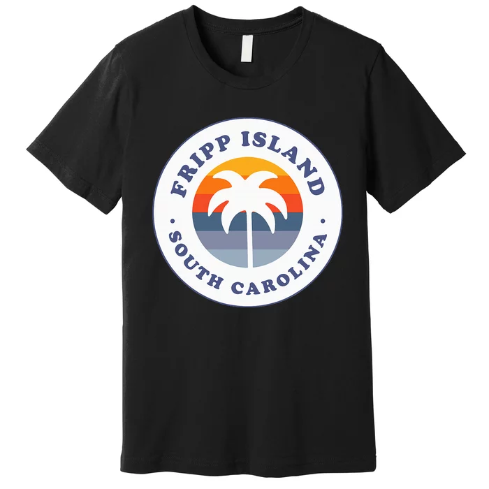 Fripp Island South Carolina Sc Retro Palm Tree Souvenir Premium T-Shirt