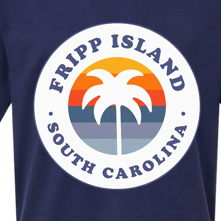 Fripp Island South Carolina Sc Retro Palm Tree Souvenir Sueded Cloud Jersey T-Shirt