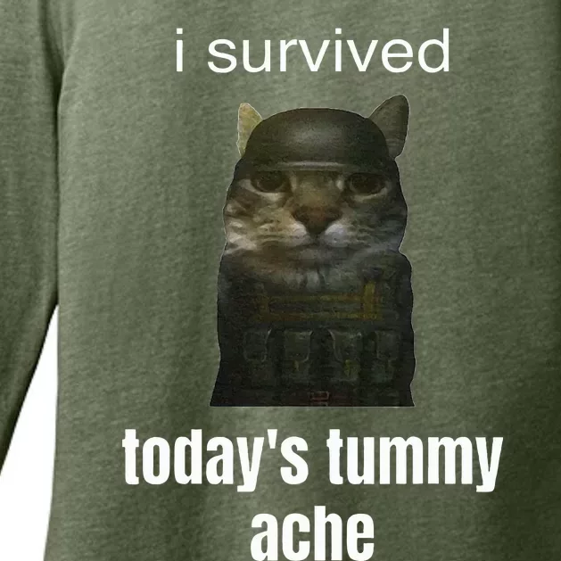 Funny I Survived TodayS Tummy Ache Womens CVC Long Sleeve Shirt