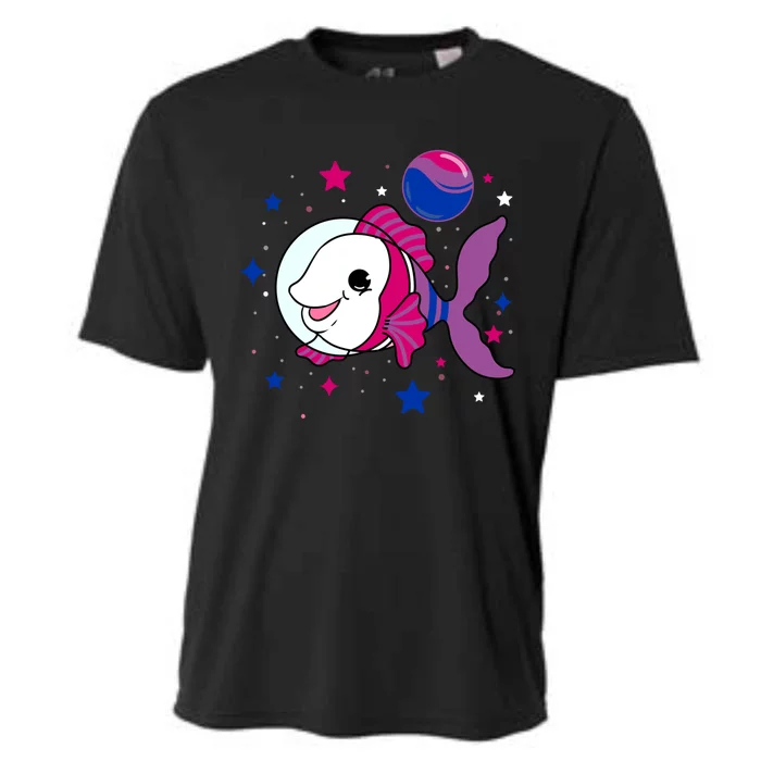 Fish In Space Bisexual Pride Gift Cooling Performance Crew T-Shirt