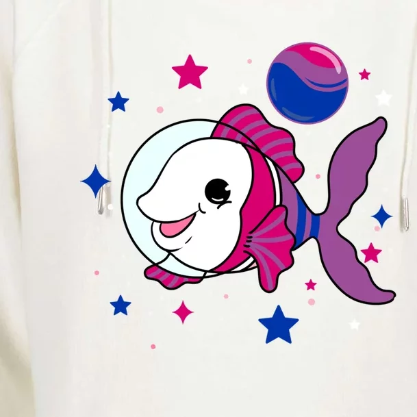 Fish In Space Bisexual Pride Gift Womens Funnel Neck Pullover Hood