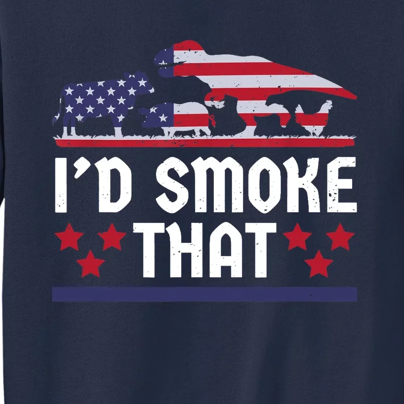 Funny ID Smoke That Bbq Barbeque Patriot Dinosaur Sweatshirt