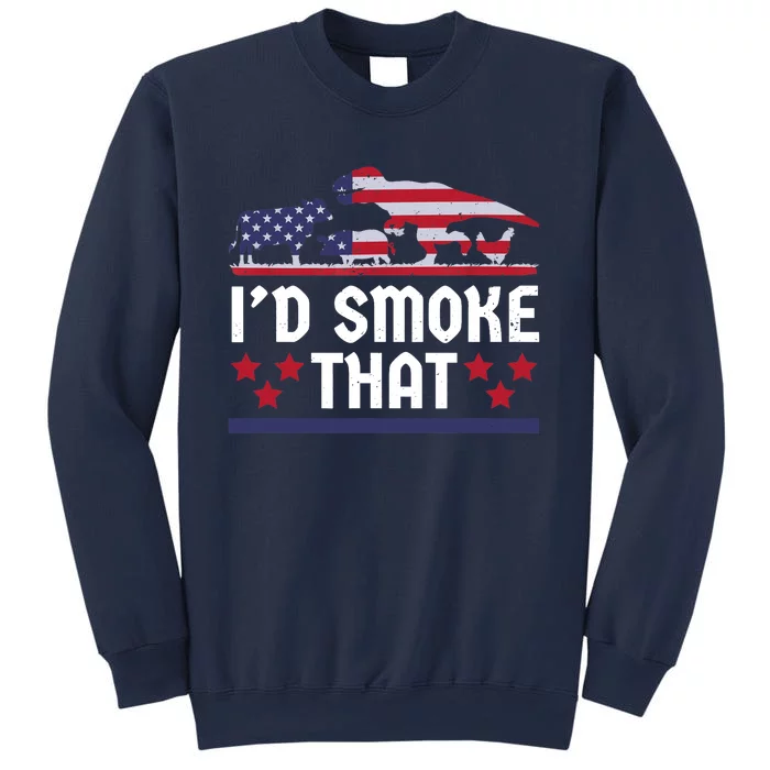 Funny ID Smoke That Bbq Barbeque Patriot Dinosaur Sweatshirt