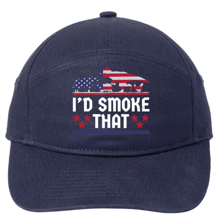 Funny ID Smoke That Bbq Barbeque Patriot Dinosaur 7-Panel Snapback Hat