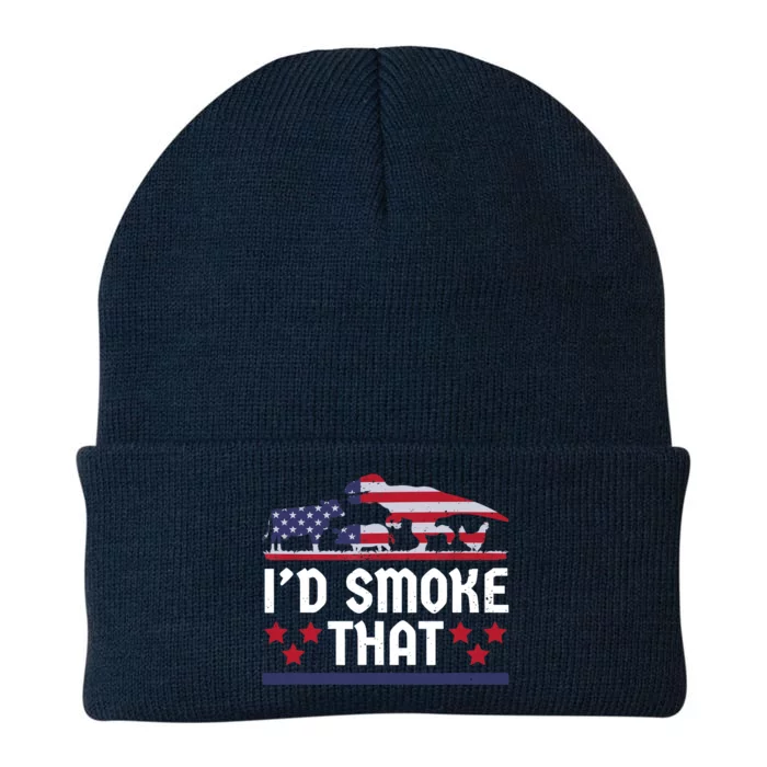 Funny ID Smoke That Bbq Barbeque Patriot Dinosaur Knit Cap Winter Beanie