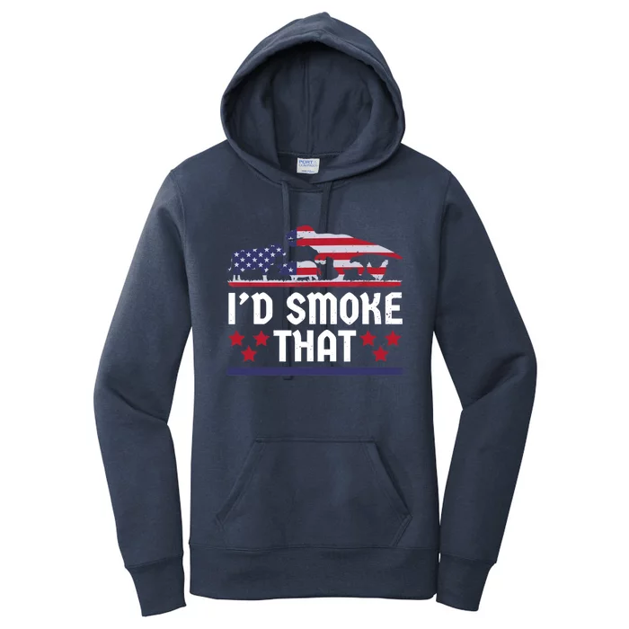 Funny ID Smoke That Bbq Barbeque Patriot Dinosaur Women's Pullover Hoodie