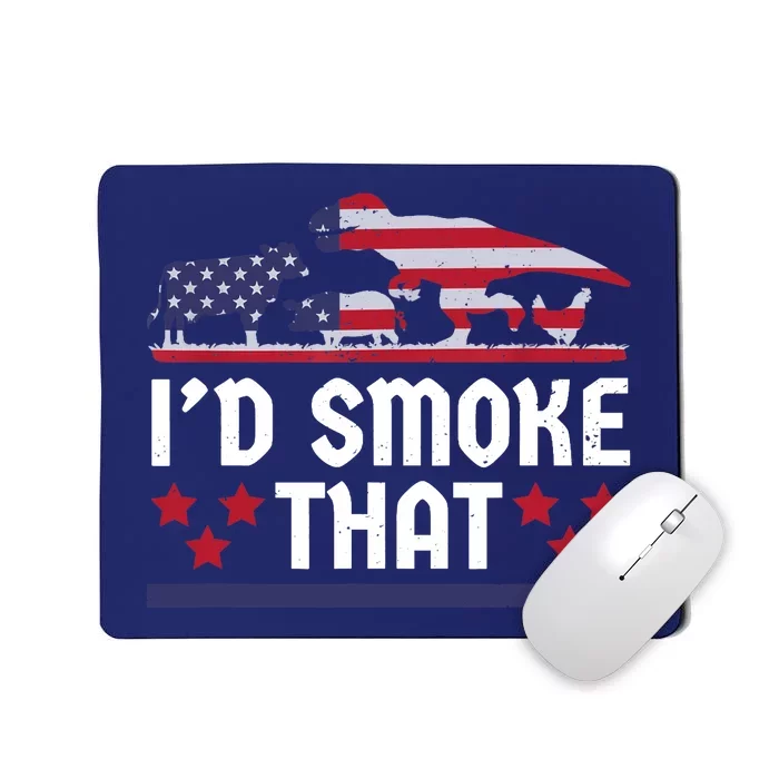 Funny ID Smoke That Bbq Barbeque Patriot Dinosaur Mousepad