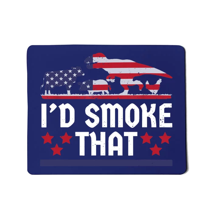 Funny ID Smoke That Bbq Barbeque Patriot Dinosaur Mousepad