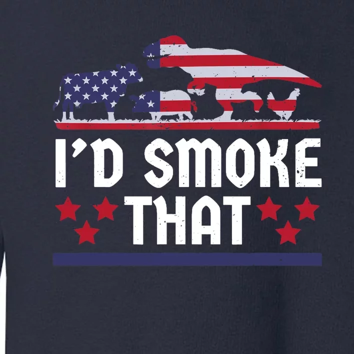 Funny ID Smoke That Bbq Barbeque Patriot Dinosaur Toddler Sweatshirt