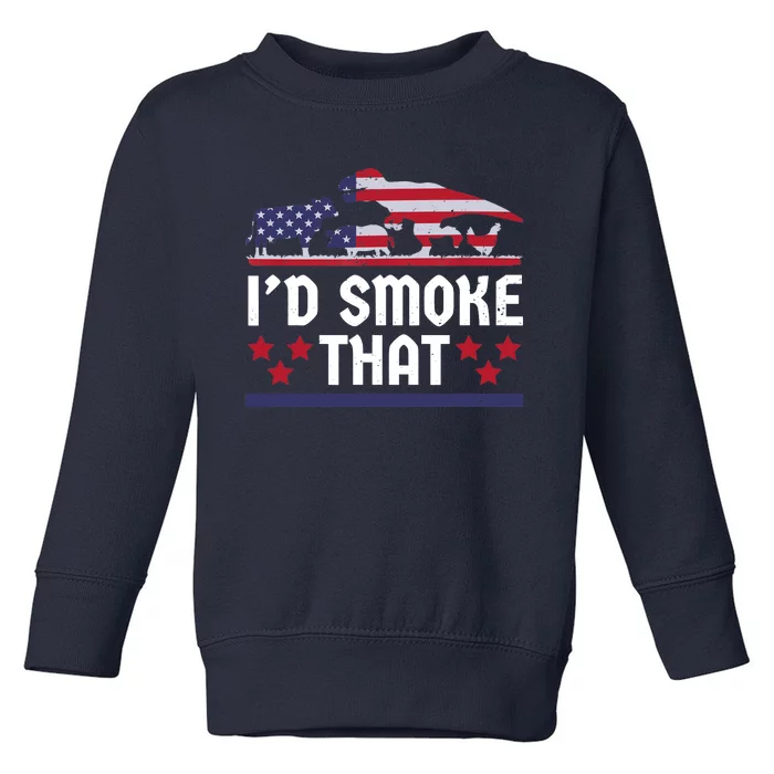 Funny ID Smoke That Bbq Barbeque Patriot Dinosaur Toddler Sweatshirt