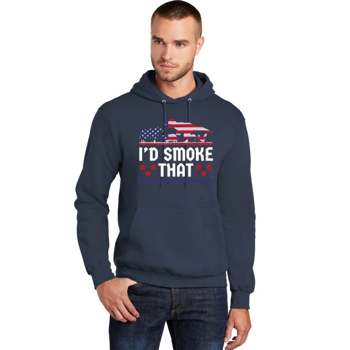 Funny ID Smoke That Bbq Barbeque Patriot Dinosaur Tall Hoodie